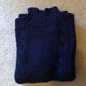 RARE - Hand Knit Polo Ralph Lauren Navy Blue Sweater - Size Large